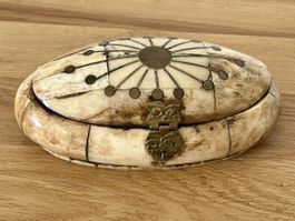 Vintage Schmuckschatulle Knochen und Messing Indien 1970/80