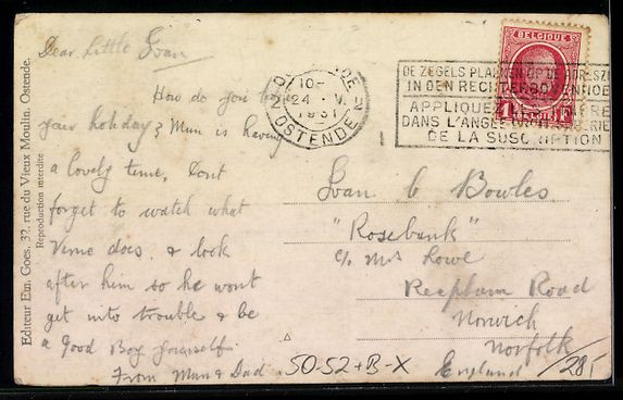 Cartoline postali: Ostende, Le Laitier, Hundegespann vor ei – Usato da Berlin venduto da bartko-reher 1