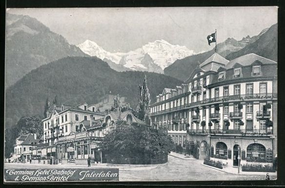 Cartoline postali: Interlaken, Partie mit Terminus Hotel Ba – Usato da Berlin venduto da bartko-reher