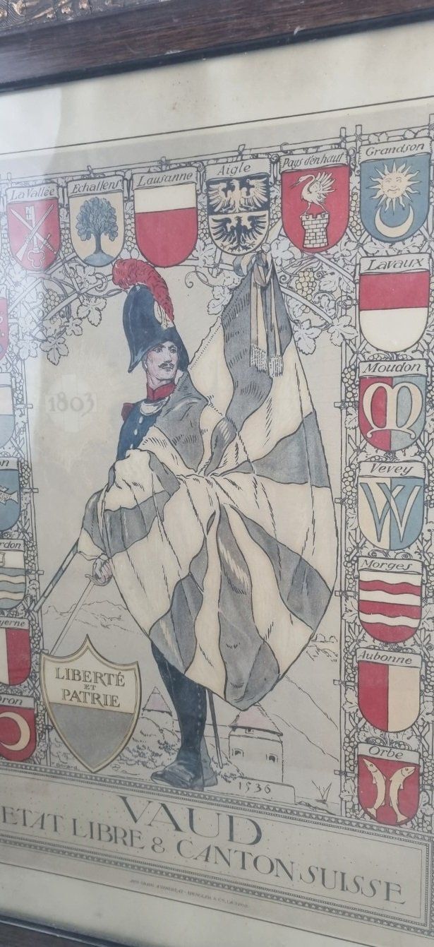 Foto & Immagini: Gerahmte Plakat Vaud 8. Kanton der Schweiz – Usato da Flums venduto da Flumsantik 1
