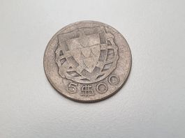 🇵🇹  Portugal 5$ 1933 Silver 7g .650