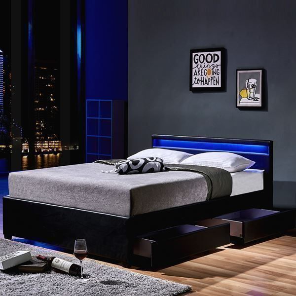 Betten: 9184 - LED Bett 140x200 + Lattenrost - DARKGRAU – Neu und originalverpackt aus Wallenwil von toesstal-vertrieb