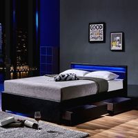 9184 - LED Bett 140x200 + Lattenrost - DARKGRAU