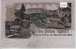 La Ferme Robert avec le Creux-du-Van le dos-dàne - Litho