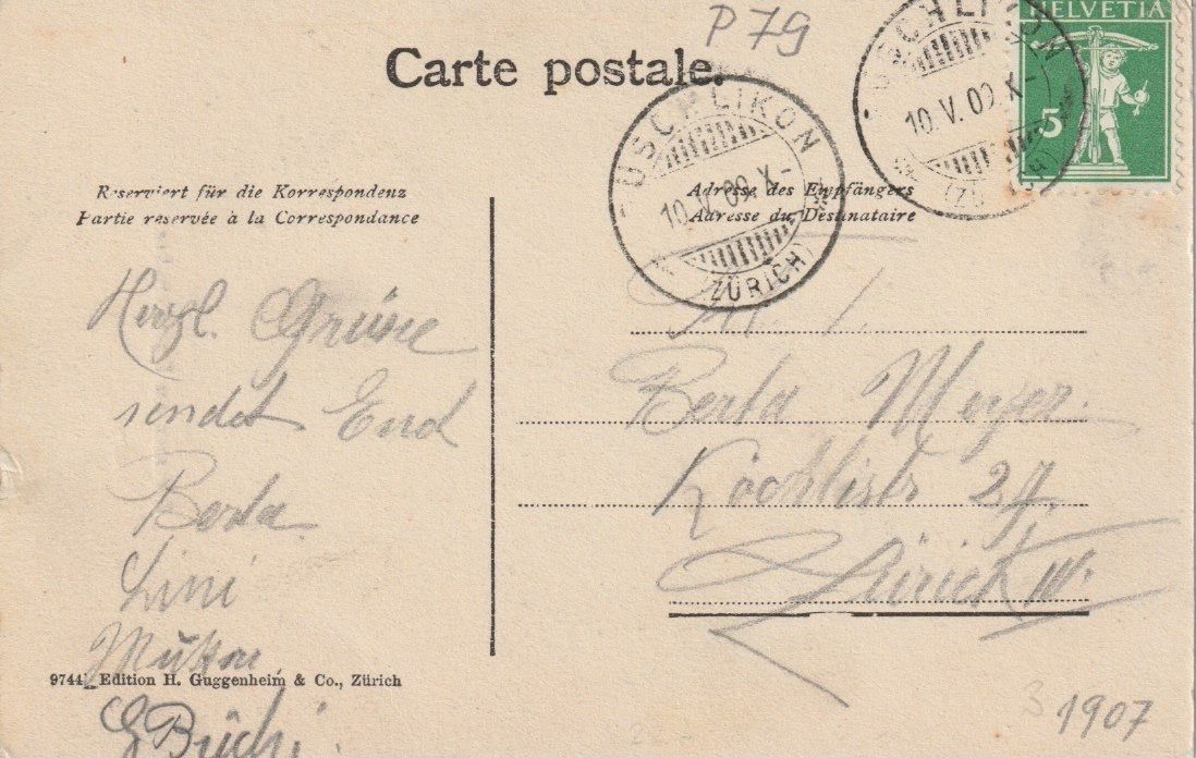 Cartoline postali: P 79 Eigergletscher, Crevasse, 1907 – Usato da Freienbach venduto da Bhaltis 1