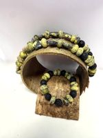 Set Halskette / Armband Afrikanischer-Türkis, Lava