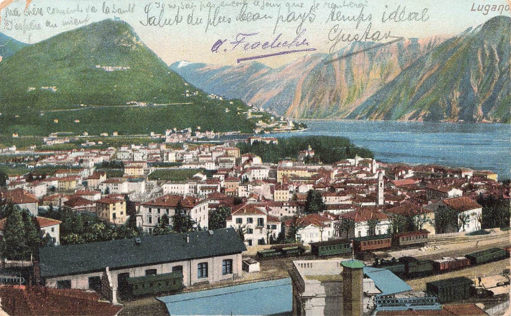 Cartoline postali: Lugano TI Eisenbahn stazione Bahnhof – Usato da Biasca venduto da Blenio71