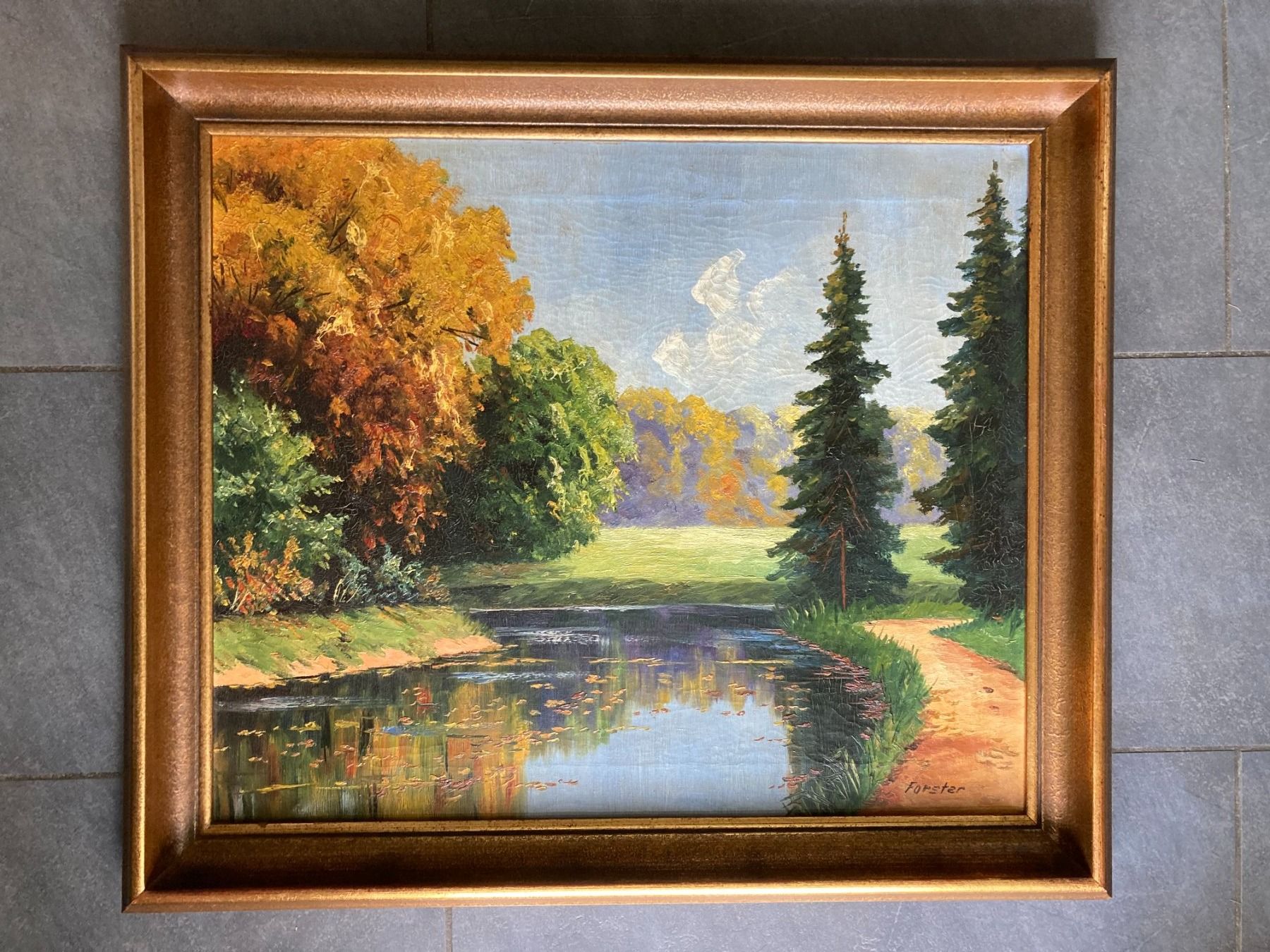 Dipinti: GEMÄLDE LANDSCHAFT  SIGNIERT  Forster   LANDSCHAFTSGEMÄLDE – Usato da Subingen venduto da ArtBead 1
