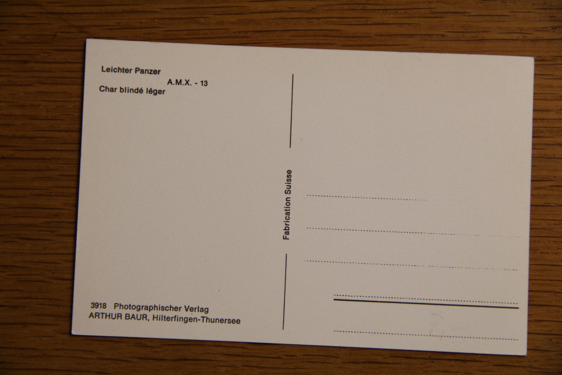 Cartoline postali: AMX - 13, leichter Panzer im Gefecht – Usato da Belp venduto da Tomsek 1