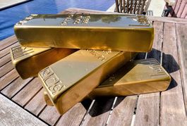 sehr grosse Deko Goldbarren Attrappe 12 Kilo Original Format