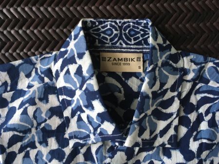 Chemise Imprimé bleu manches courtes homme pur coton S neuf