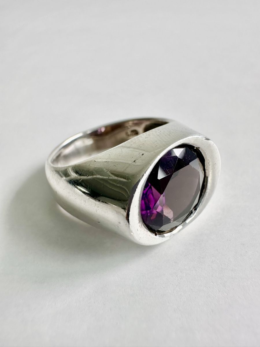 Anelli: Silverstar Statement-Ring mit violettem Stein / Gr. 60 – Usato da Bern venduto da neon317 1