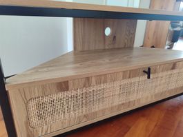 TV Mobel im Rattan-Look, 1Türen, Holz-Optik, Modern