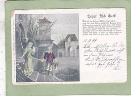 Deutschland Kitsch Burg Frau Mann  Behüt Dich Gott 1899
