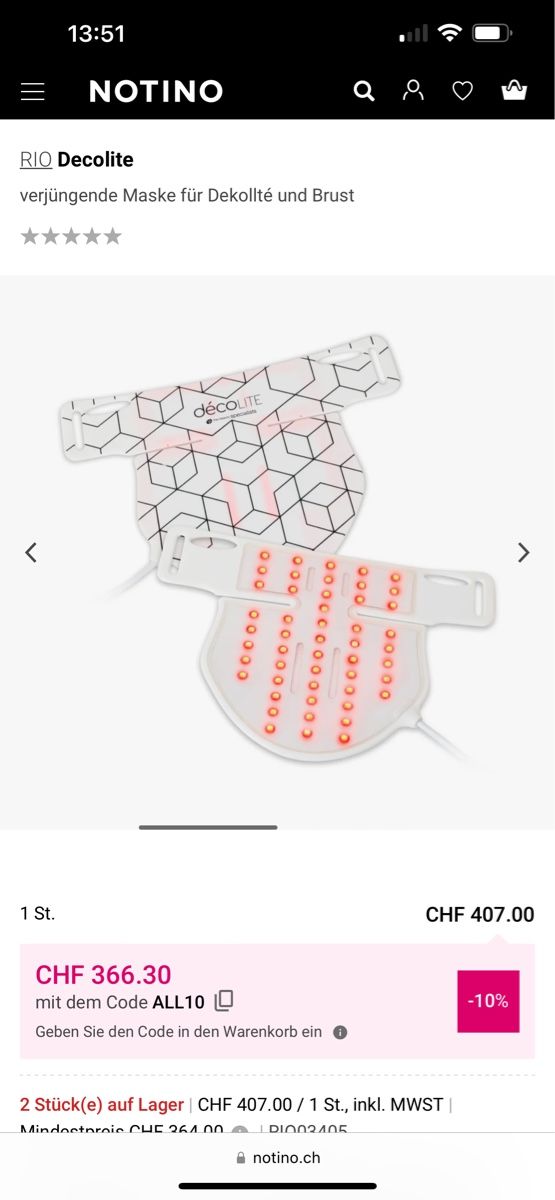 Protezione per viso e udito: Rio LED Gesichts- und Décolletage Masken – Usato da Wolfwil venduto da Vessie 2