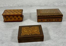 Vintage 3 x verschiedene Handgefertigte Schatullen aus Holz
