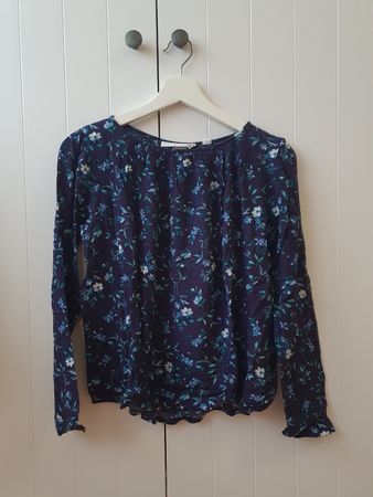 Florale Damenbluse dunkelblau XS/S
