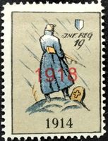 Soldatenmarke 1.WK, Inf Regiment 19, Aufdr rot, Wi 4.Div 17