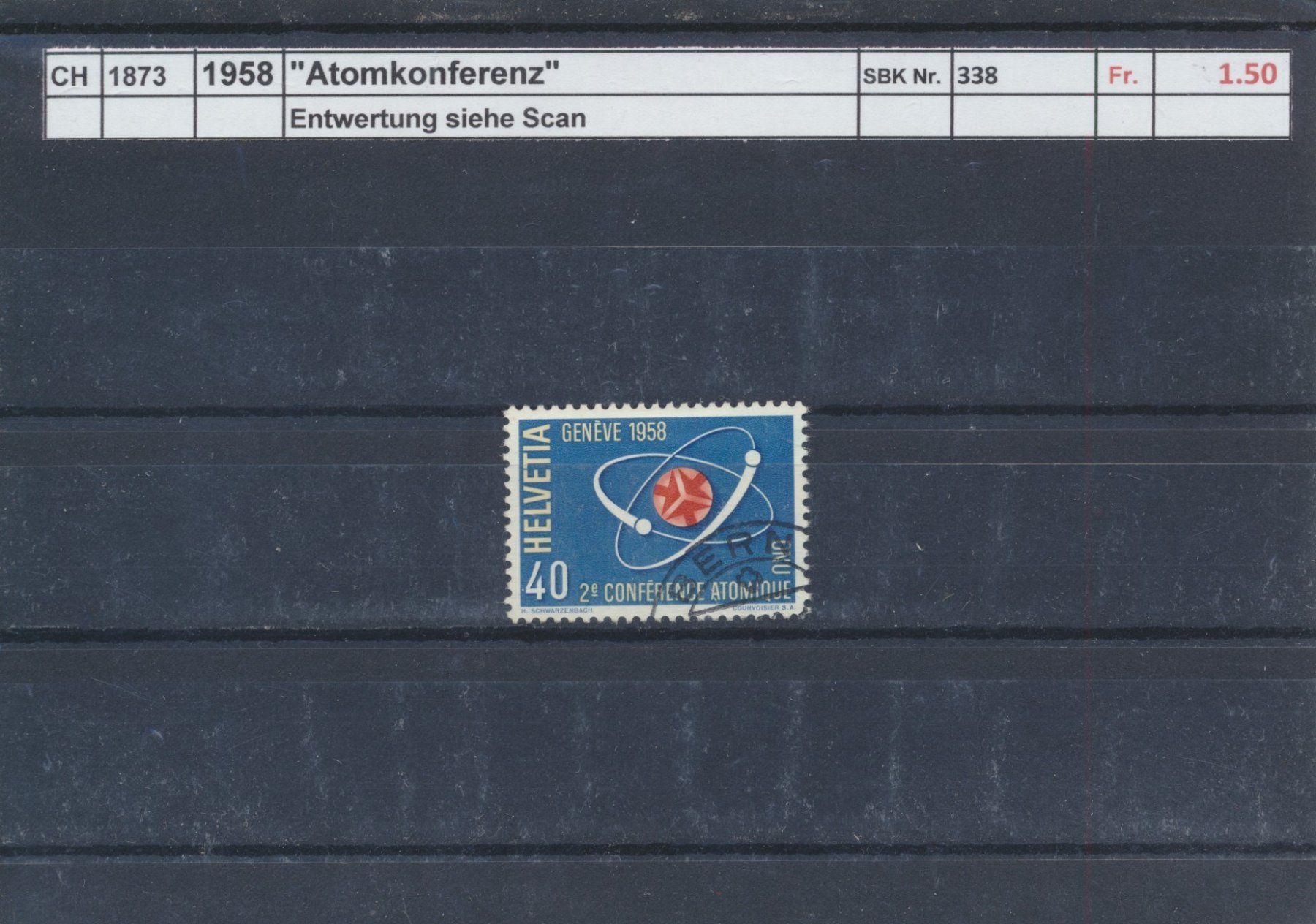 Alle Briefmarken: 1958 "Atomkonferenz". gestempelt – Gebraucht aus Winterthur von Zupogeru