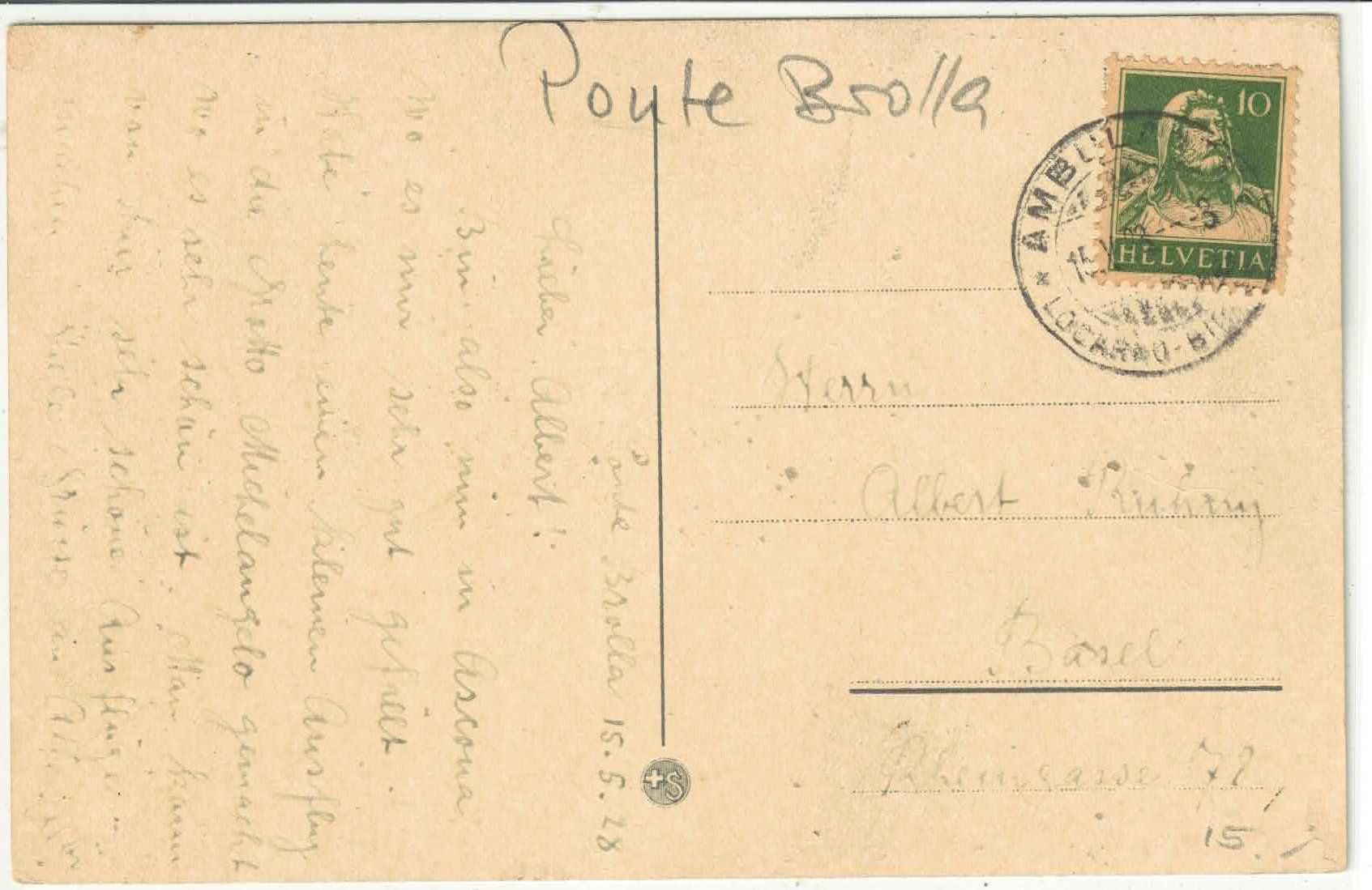 Cartoline postali: Ponte Brolla - Grotto Michelangelo – Usato da Ettingen venduto da Kartenplanet 1