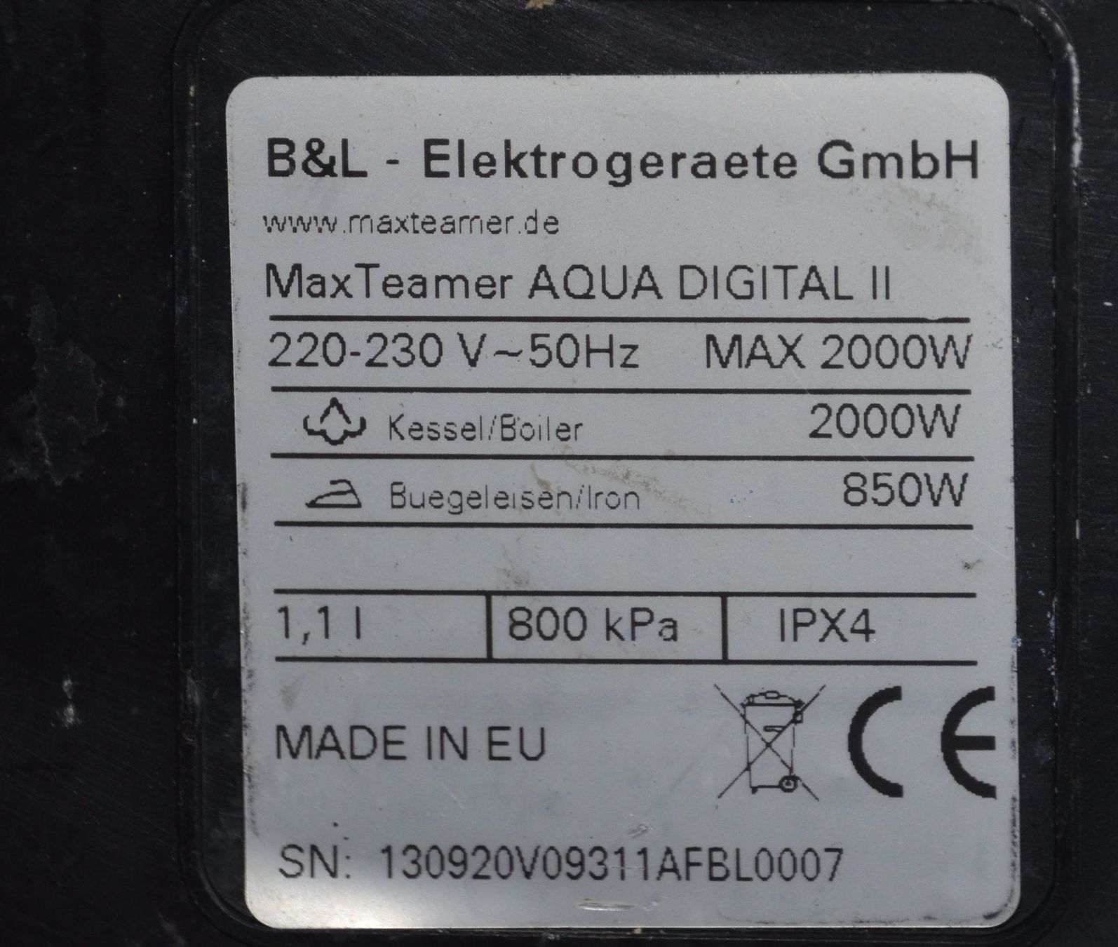 Pulitori a vapore: B&L Maxteamer Aqua Digital II Dampfreiniger/Sauger – Usato da Collonges venduto da arashee 4