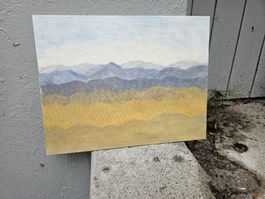 Gemälde Berge Landschaft Leinwand 35x27 cm guter Zustand
