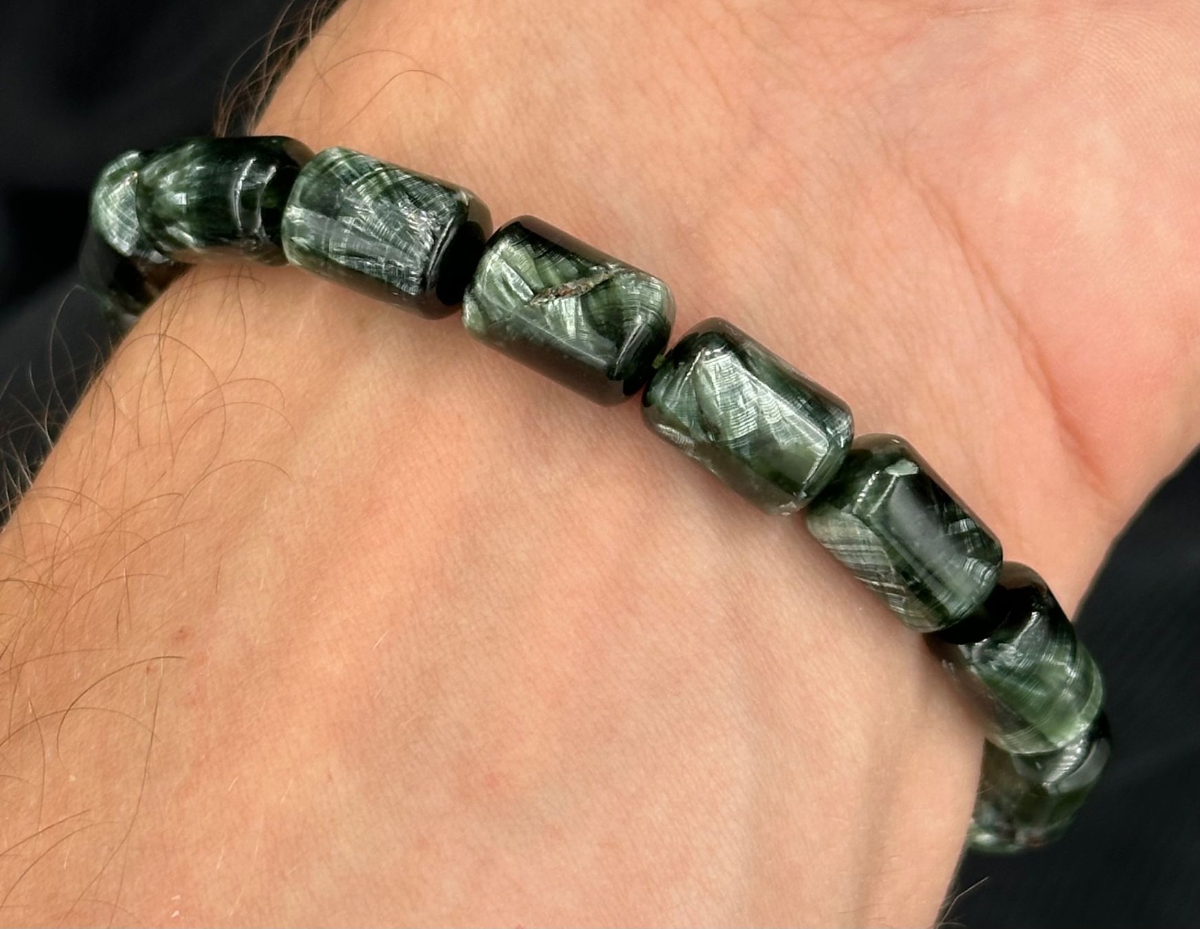 Mineralien & Heilsteine: Einzigartiges Seraphinit Säulen-Armband – Neu und originalverpackt aus Männedorf von cab_cb8m 7