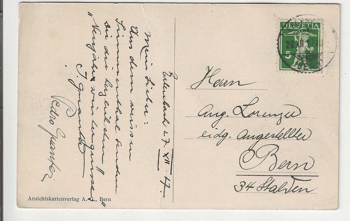 Ansichtskarten: Erlenbach, 1917 – Gebraucht aus Spiez von Niesen20 1