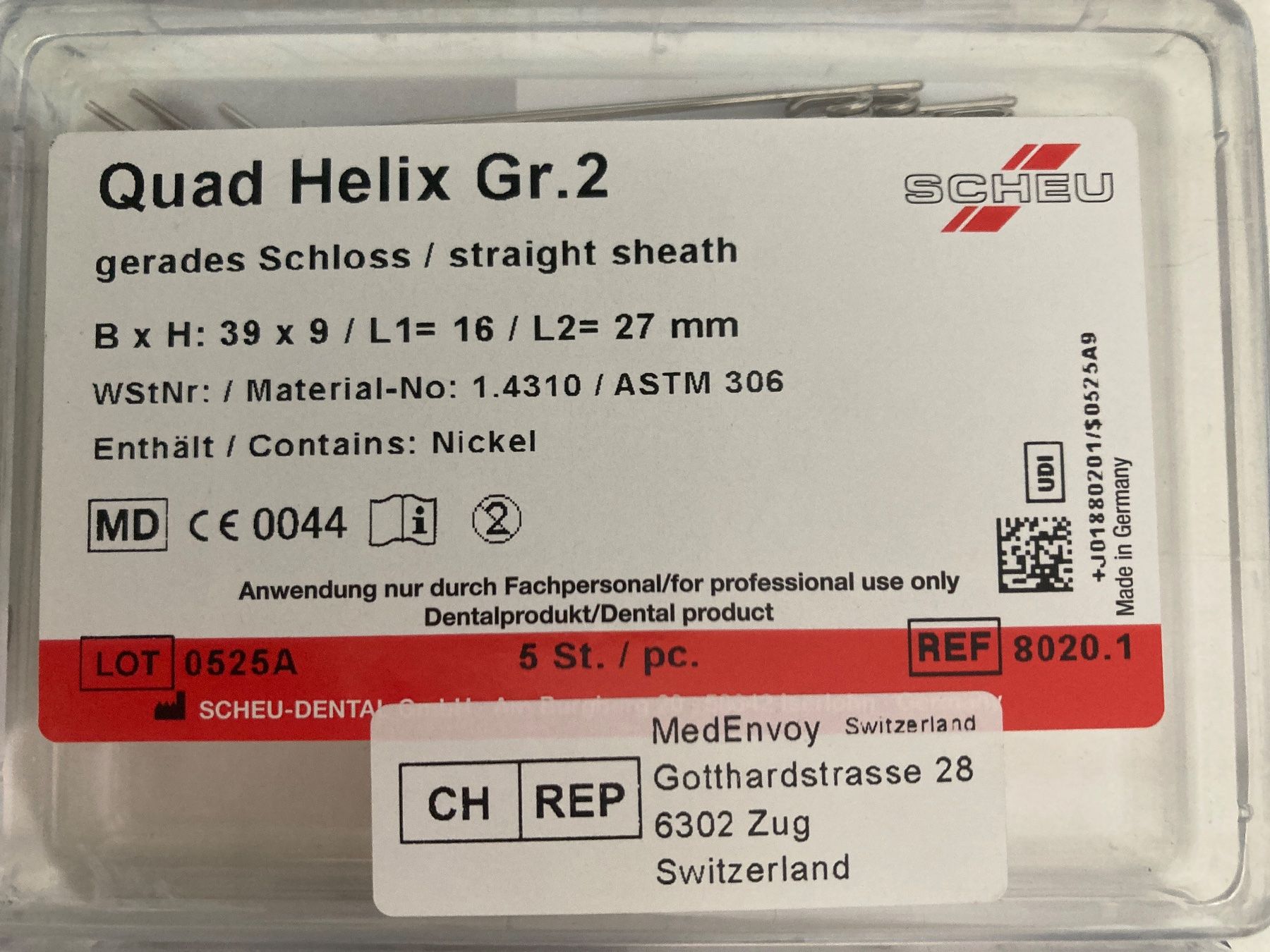 Medizinische Geräte: Scheu: Quad Helix gerades Schloss Gr.1+2 – Neu und originalverpackt aus Kaltbrunn von Silberkiste 4