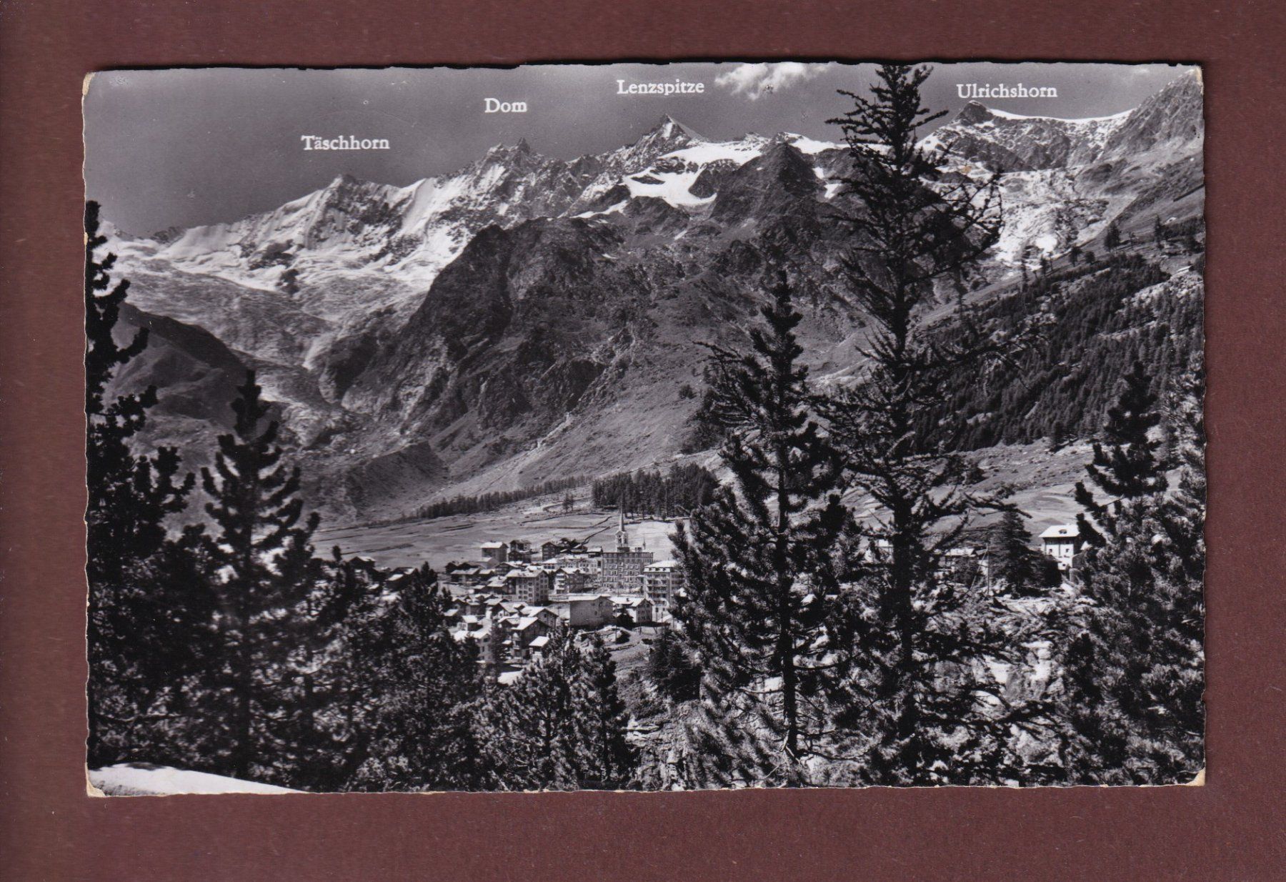 Cartoline postali: SAAS-FEE mit Mischabelgruppe - 1959 – Usato da Pully venduto da nicecards-shop