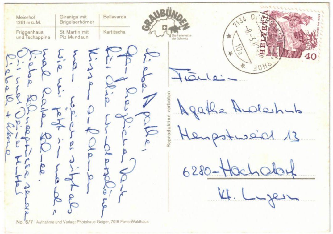 Cartoline postali: Obersaxen - 6 Bild AK – Usato da Binningen venduto da Mountainrider 1