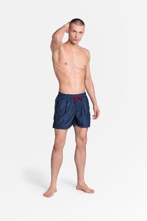Badehose für Herren, dunkelblau mit Anker-Muster, Grösse XL
