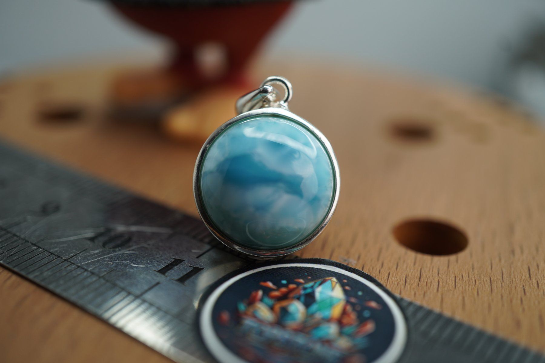 Pendentifs: Larimar Rund    Silber 925 Silber  Anhänger – Neuf avec emballage d'origine à Eschenbach SG par topstone