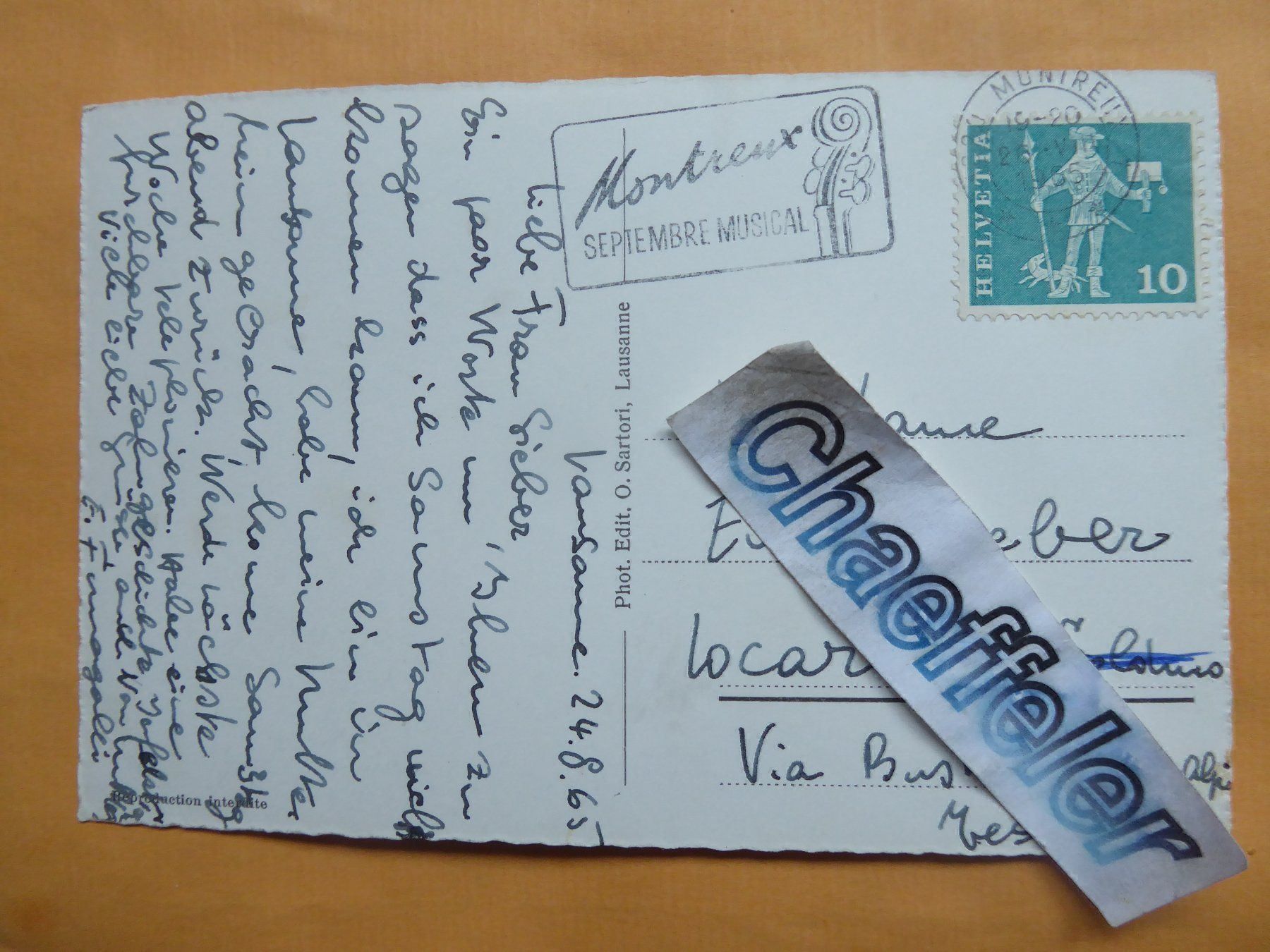 Cartoline postali: 1038 Montreux Territet  1965 – Usato da Zürich venduto da Chaeffeler 1