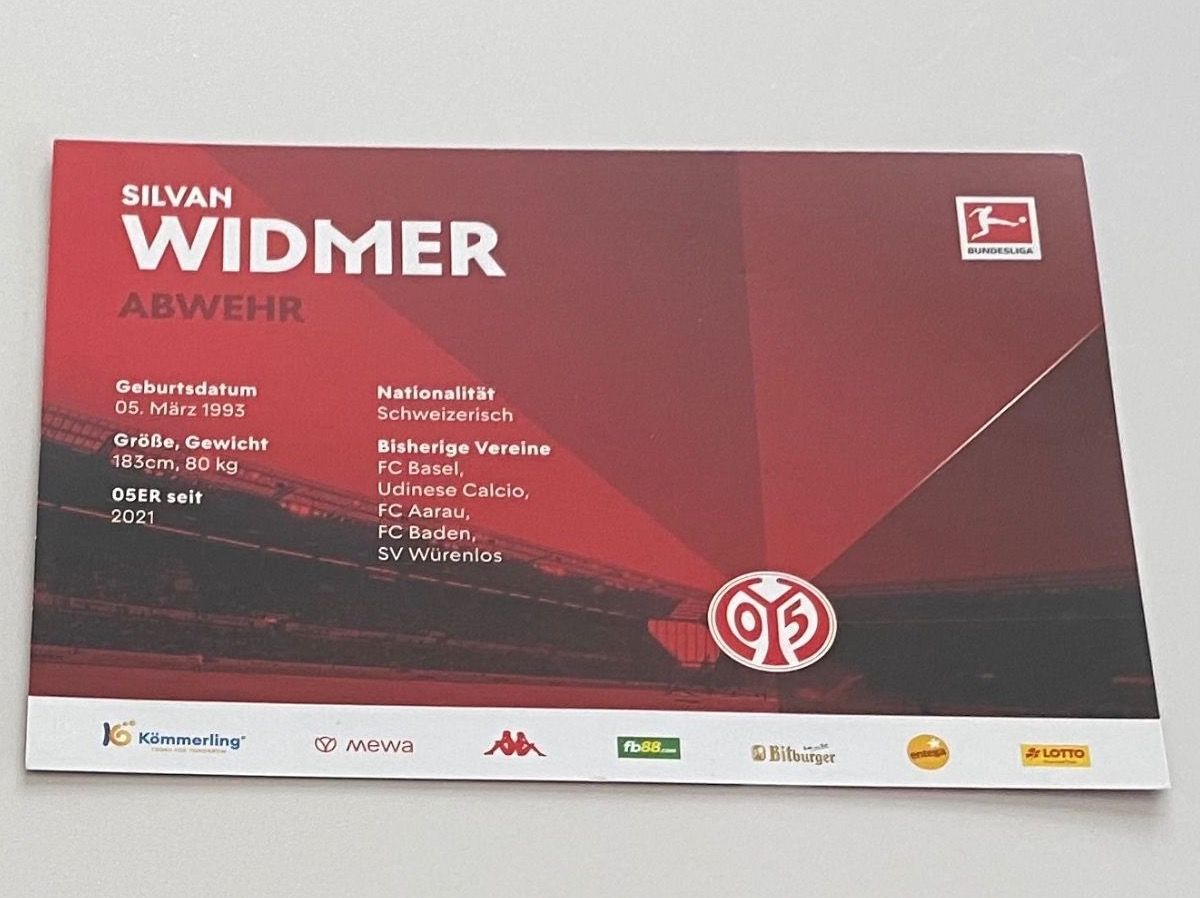 Autografi: Autogrammkarte - Silvan Widmer - 🇨🇭Schweiz Nati - Mainz 05 – Usato da Hergiswil LU venduto da FcMalkov 1