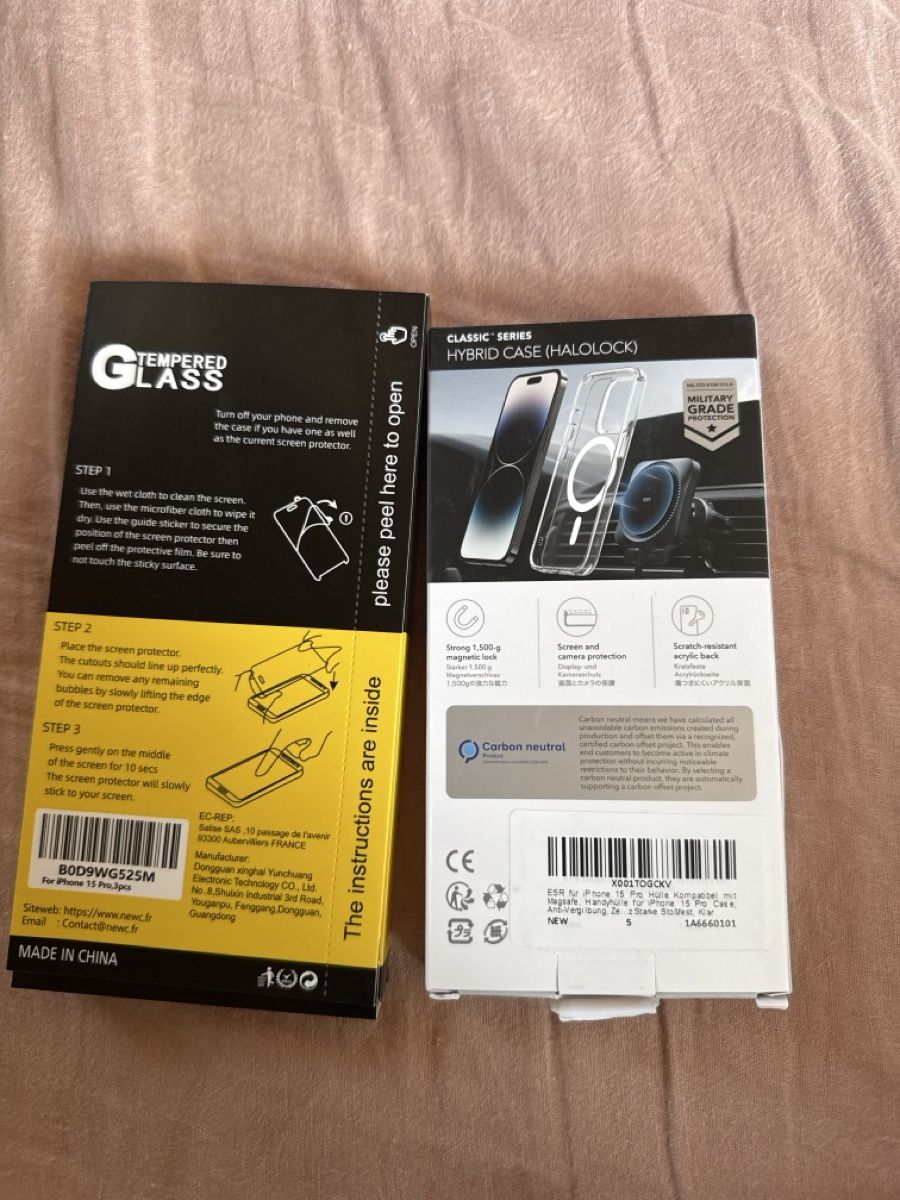 Lackretusche & Schutzfolien: Set Handyhülle und Premium Panzerglas für Iphone 15 pro – Neu und originalverpackt aus Hettlingen von lau_9hnp 1