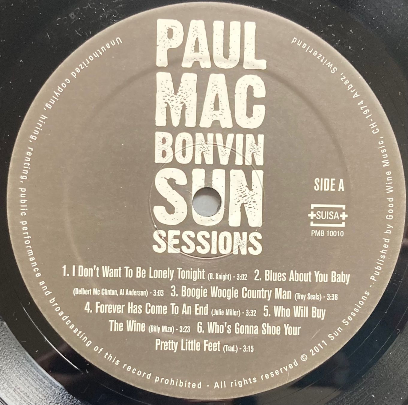Dischi in vinile: PAUL MAC BONVIN - SUN SESSIONS – Usato da Poliez-Pittet venduto da Newtown-Records 3