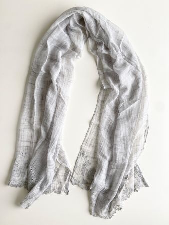 Schal im Vintage-Stil- Grau Spitze180x70cm