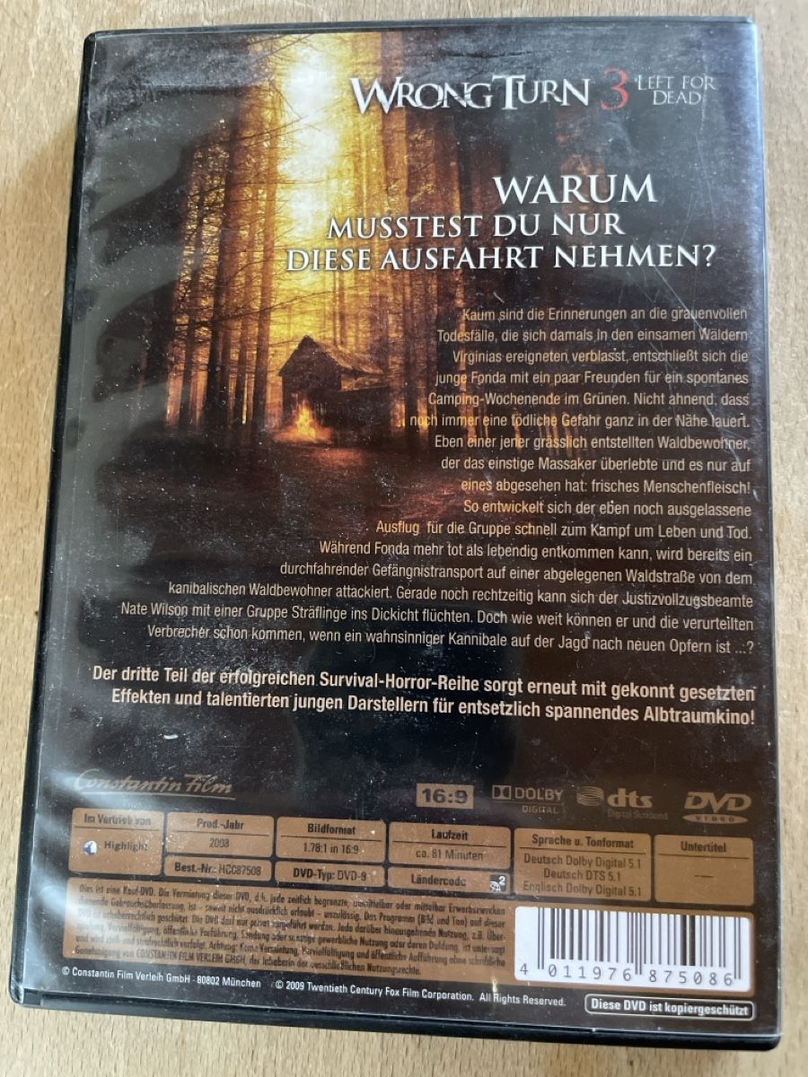 Alle DVDs: DVD wrong turn 3 – Gebraucht aus Dettighofen (Lengwil) von Dolol 1