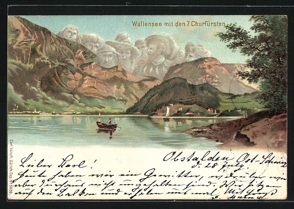 Ansichtskarten: Litho Künzli Nr. 5620: Walensee, Teilan – Gebraucht aus Berlin von bartko-reher
