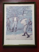 Original A.B. Frost Kunstdruck, Golfer Szene, gerahmt
