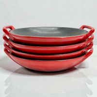 Lot 4 assiettes wok LE CREUSET en céramique couleur Cerise
