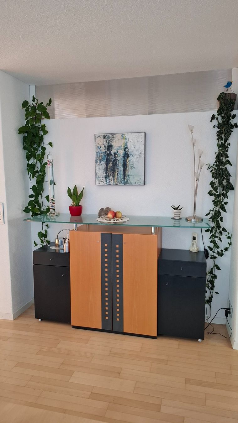 Cassettiere: Sideboard mit Glasplatte und Schubladen Holzoptik – Usato da Reiden venduto da Ckleeblatt