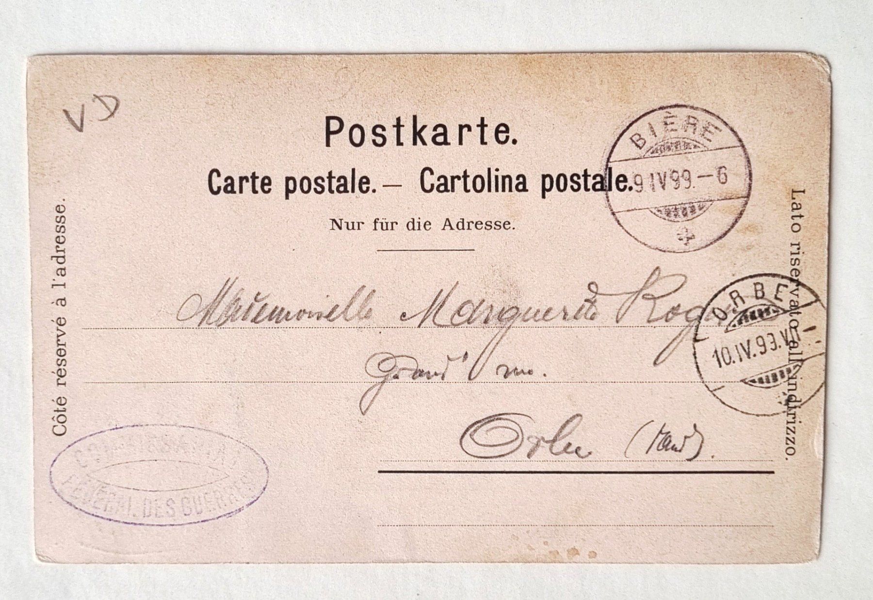 Ansichtskarten: Biere - Camp - Militär Kaserne - 1899 – Gebraucht aus Rothrist von RROENK 1
