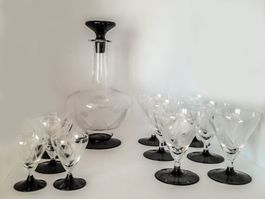 Art-Deco 10 Gläser + Karaffe 25 cm  carafe + 10 verres