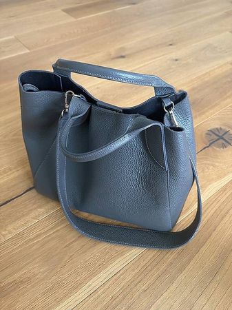 Leder Handtasche grau