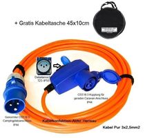 15m Pur Camping- Caravankabel CEE16 + CH Abgang +Kabeltasche