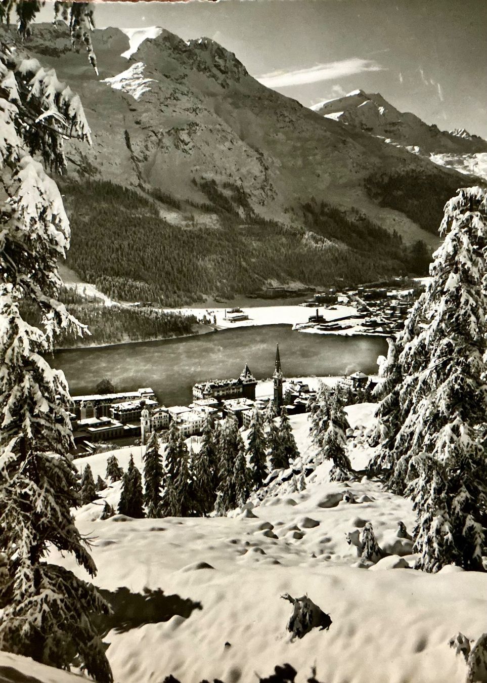 Cartoline postali: 1953 - ST. MORITZ Dorf & Bad im Winter - Engadin Grossformat – Usato da Root venduto da ENGLAND-TREASURES 1