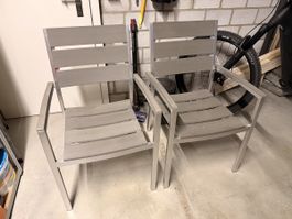 Gartenstühle Aluminium Grau 2 Stk
