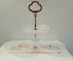Vintage Etagere aus Glas, 2-Stöckig